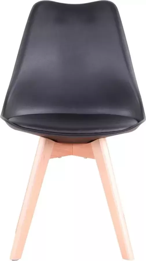 Manzibo Set van 4 Eetkamerstoelen Eetkamerstoel Met kussen Met gestoffeerde zitting Leer Houten poten 4 stoelen Voor keuken of huiskamer Wit