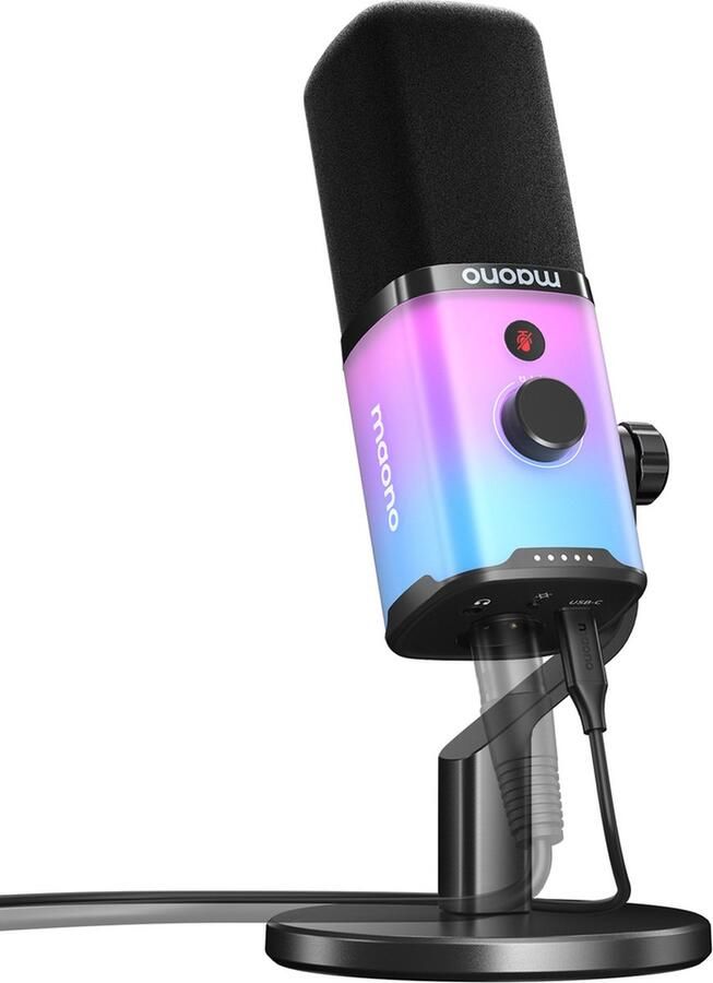 Maono PD100X RGB Microfoon USB XLR Studio Microfoon Geschikt voor PC PS4 PS5 Mute Knop Podcast Gaming Streaming Zwart