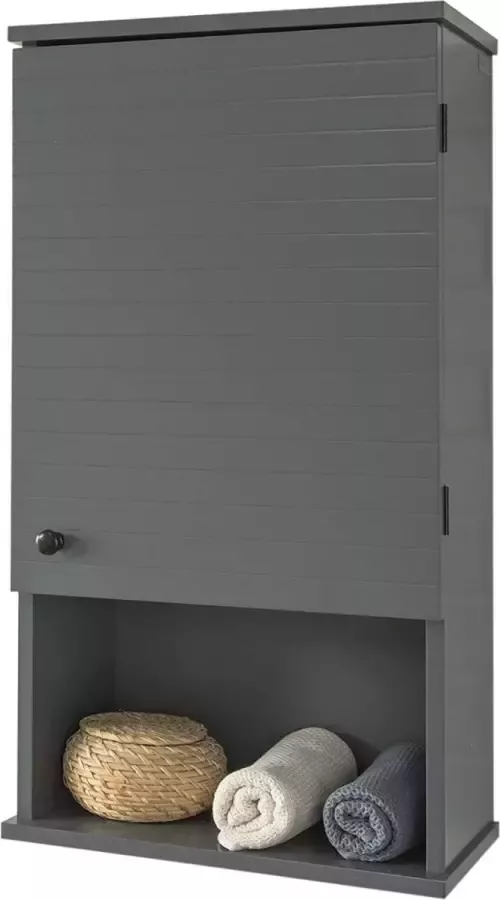 MARA Badkamerkast Hangend Verstelbare plank Medicijnkast Grijs MDF 40 x 76 x 21 cm