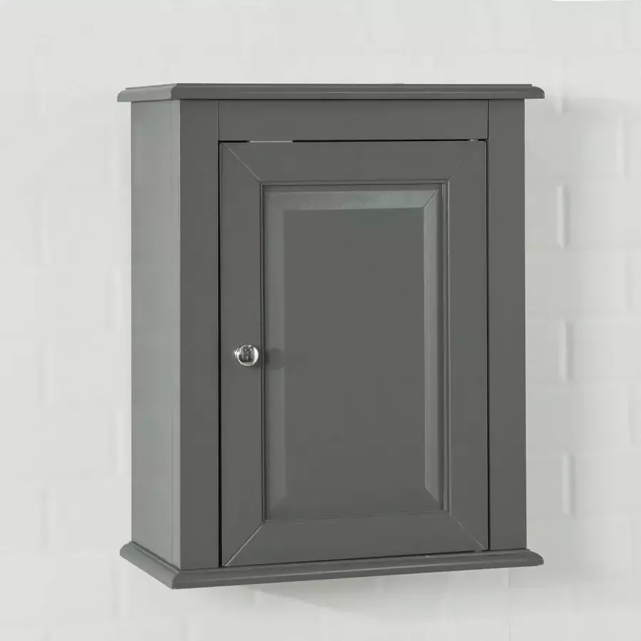 MARA Badkamerkast Medicijnkast Hangend 2 Planken Praktisch Donkergrijs MDF 40 x 49 x 18 cm