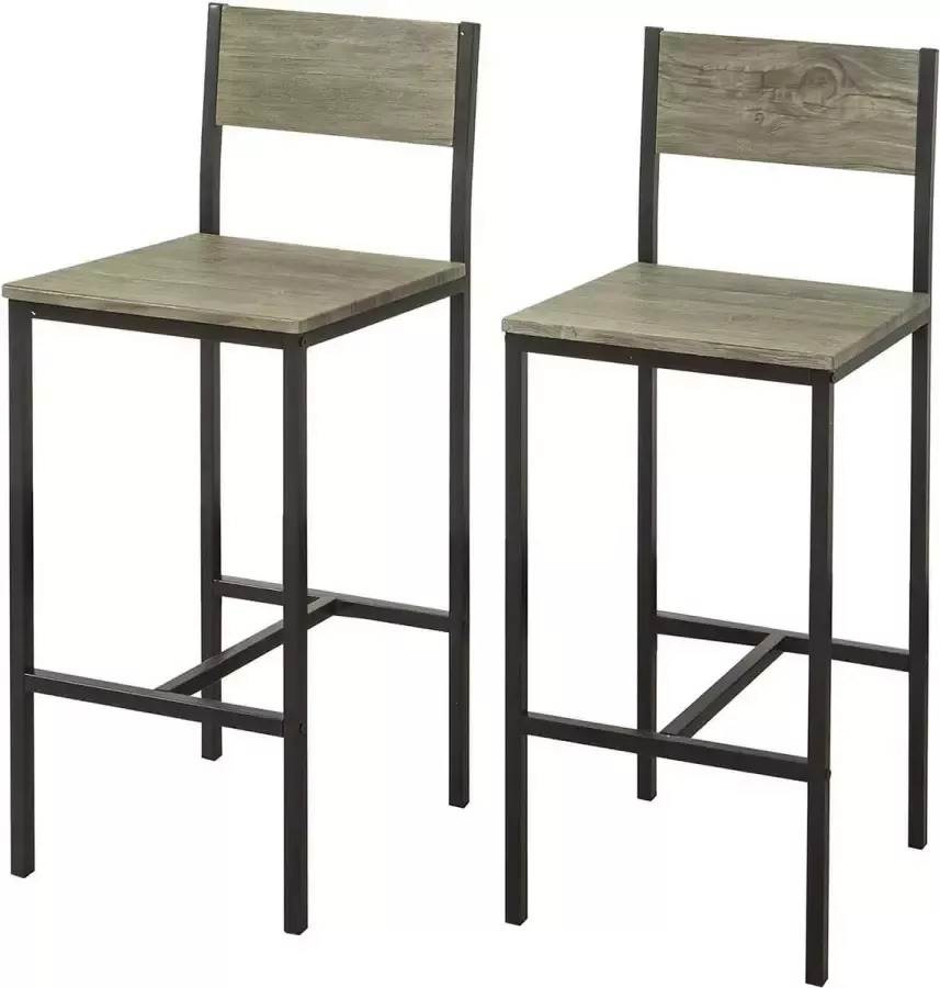 MARA Barkruk Set van 2 Barstoelen Met rugleuning Bruin MDF 39 x 95 x 41 cm