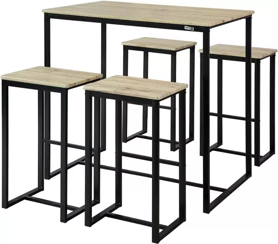 MARA Bartafel 5 Delig Bartafel Set 4 Barkrukken Beige 100 x 60 x 96 cm (BxDxH)