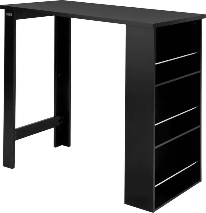 MARA Bartafel Keukentafel Opbergruimte 3 Vakken MDF Zwart 112 x 57 x 106 cm - Foto 2