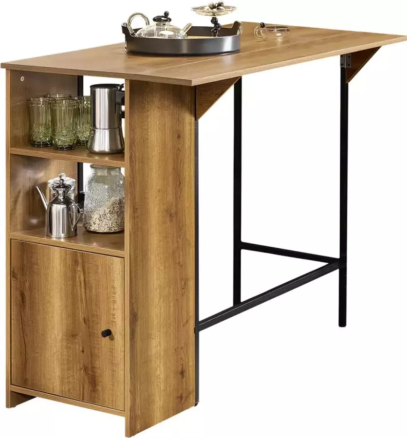 MARA Bartafel Keukentafel Opbergruimte Bruin MDF 120 x 63 x 95 cm