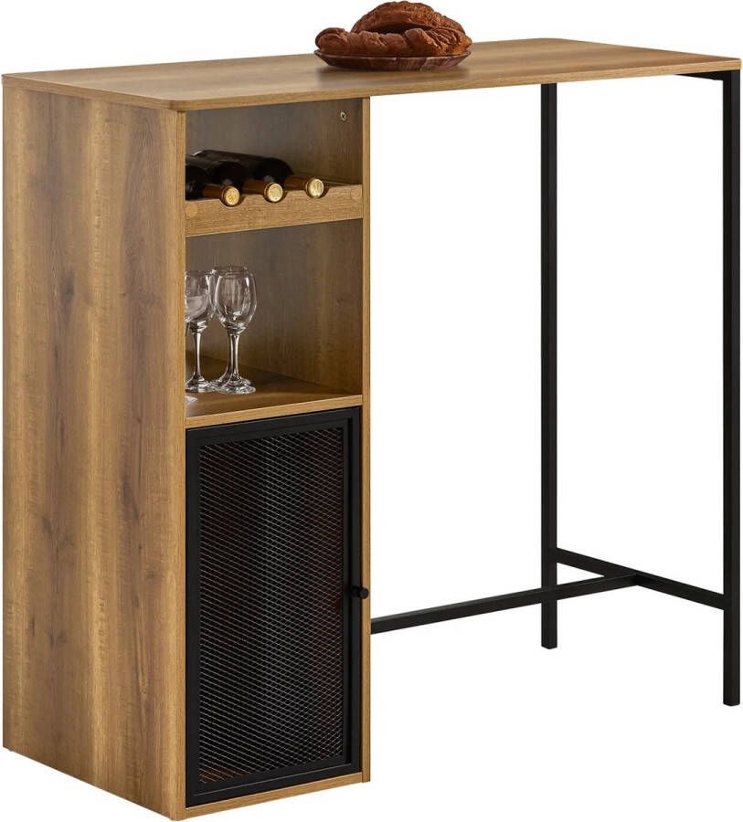 MARA Bartafel Keukentafel Opbergruimte Houders Voor Wijnglazen En Flessen Bruin MDF 108 x 48 x 105 cm