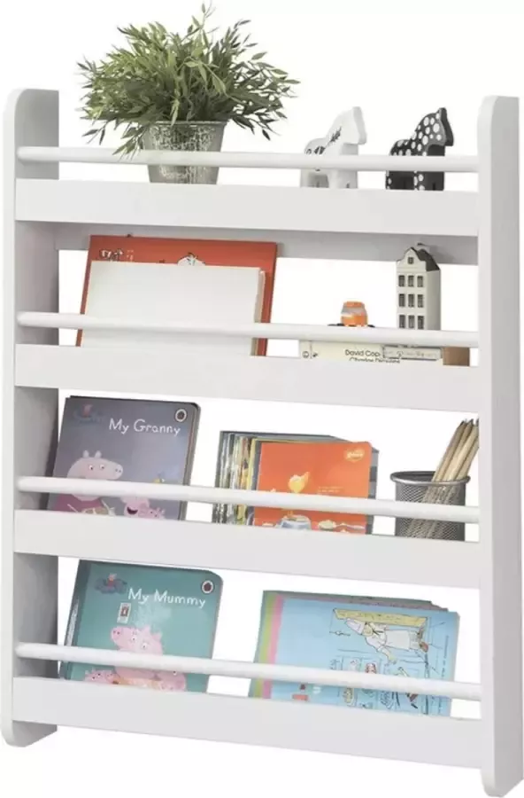 MARA Boekenkast Wandkast Voor kinderen 4 Planken Wit 60 x 12 x 80 cm