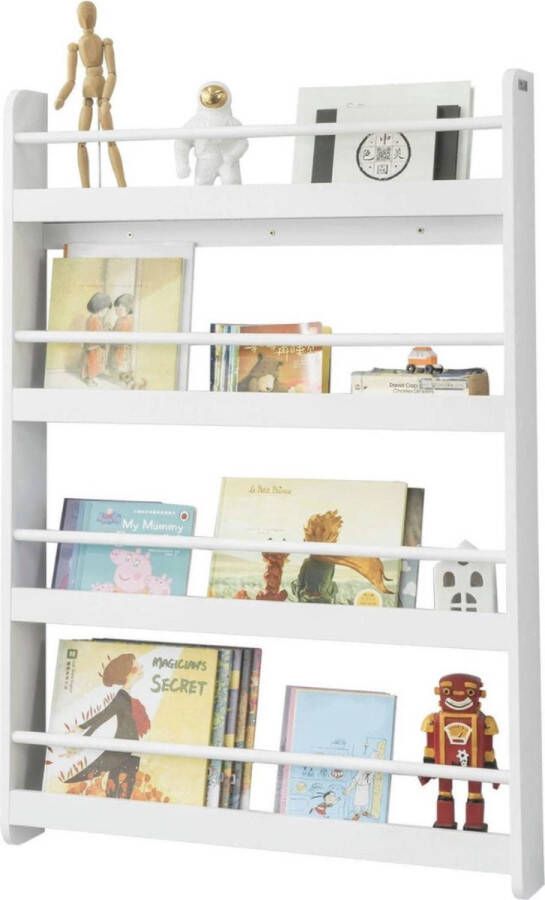 MARA Boekenkast Wandkast Voor kinderen 4 Planken Wit 80 x 12 x 118 cm