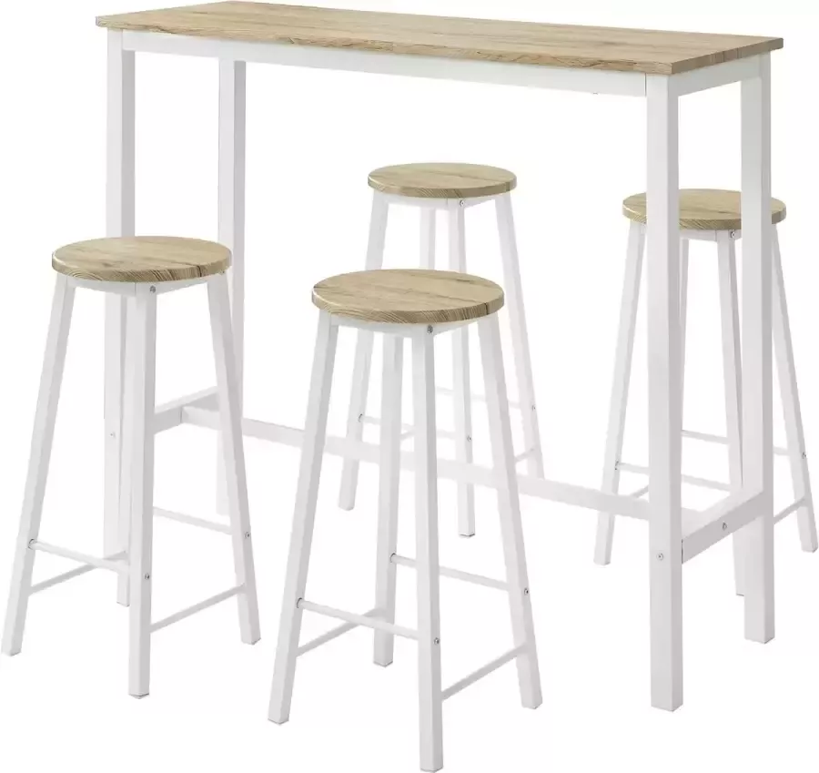 MARA Eettafelset Bartafelset Bartafel 4 Krukken Keukentafel Hoge tafel MDF 120 x 40 x 100 cm
