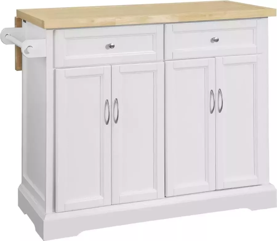 MARA Keukenkast Keukeneiland Uitklapbaar Tafelblad Wit 115 x 92 x 46 71 cm
