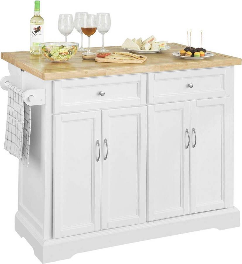 MARA Keukenkast Uitbreidbaar Tafelblad Keukeneiland Dressoir MDF Wit 115 x 46 x 92 cm