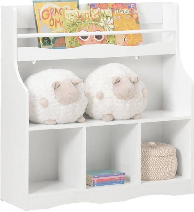 MARA Kinderboekenkast Speelgoedplank Boekenplank Voor Kinderen Opbergkast Boekenkast MDF Wit 90 x 30 x 95 cm