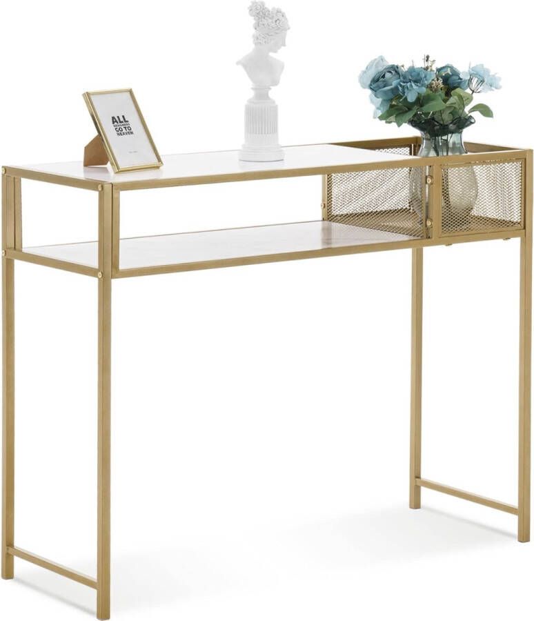 MARA Luxe Consoletafel Dressoir Marmerlook Metaal Goud MDF ‎110 x 40 x 90 cm