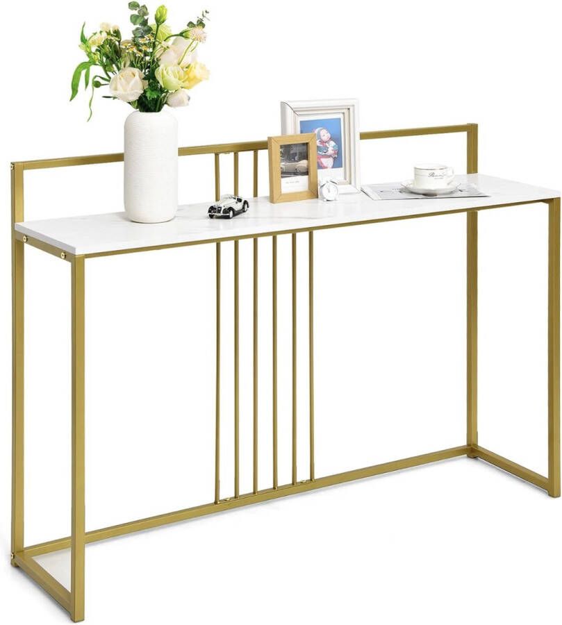 MARA Luxe Consoletafel Dressoir Marmerlook Metaal Goud MDF ‎120 x 32 5 x 88 cm