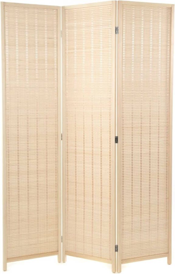 MARA Luxe Kamerscherm 3 Panelen Scheidingswand Paravent Kant en klaar Bamboe Handgeweven 170 x 120 cm