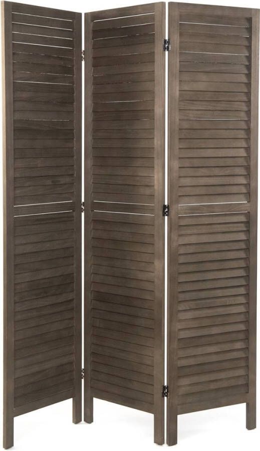 MARA Luxe Kamerscherm 3 Panelen Scheidingswand Paravent Kant en klaar Hout Donkerbruin 170 x 120 cm