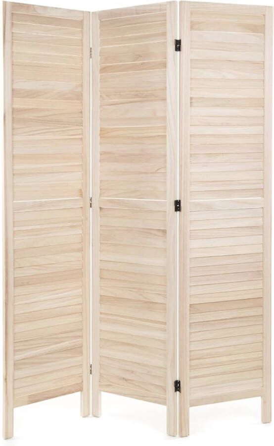 MARA Luxe Kamerscherm 3 Panelen Scheidingswand Paravent Kant en klaar Hout Lichtbruin 170 x 120 cm