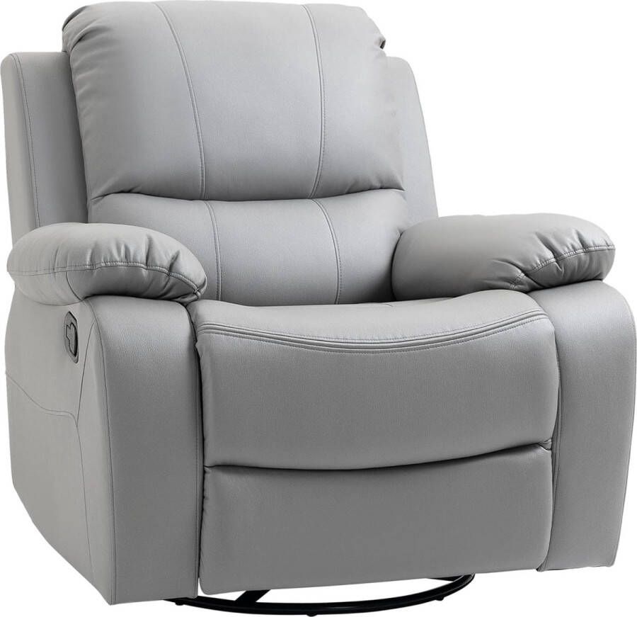 MARA Luxe Relaxstoel Draaibaar Ligfunctie Televisiestoel Fauteuil Met Kruk Grijs ‎100 x 93 x 98 cm