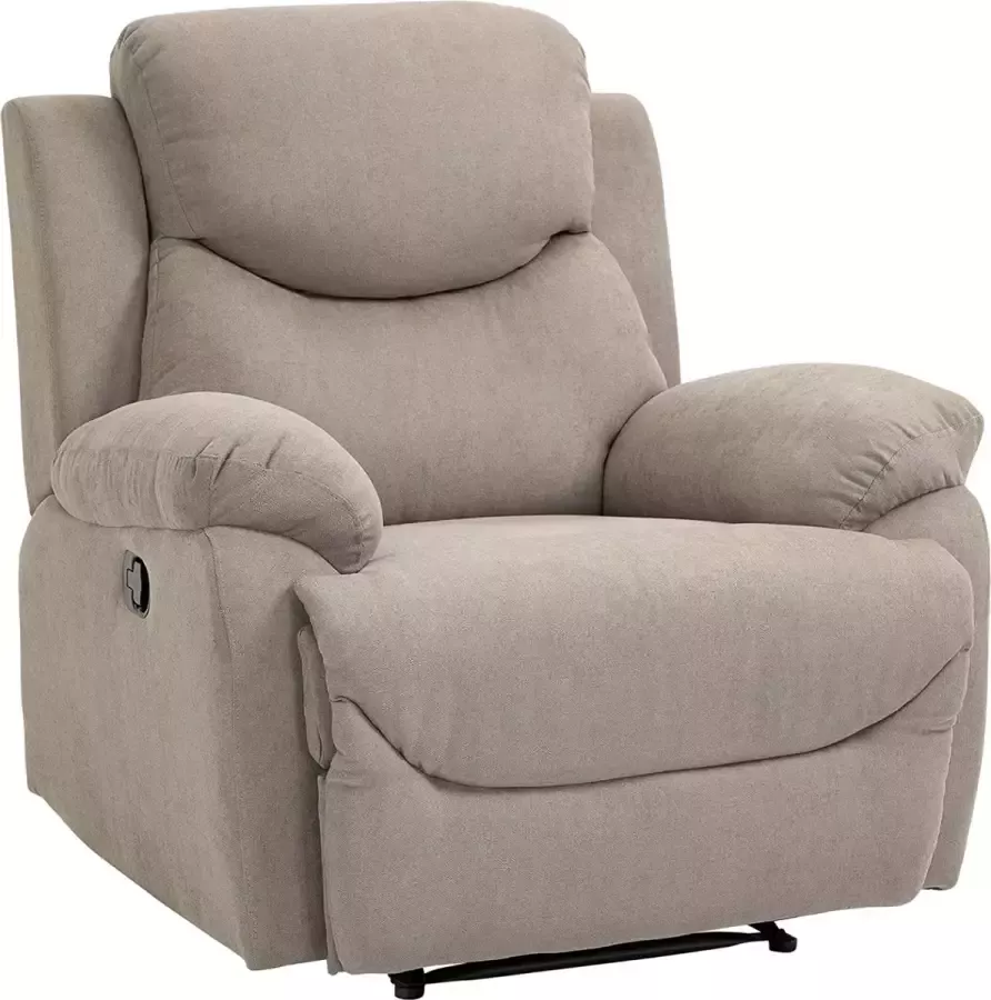 MARA Luxe Relaxstoel Ligfunctie Kantelbaar 150 ° TV Fauteuil Beige Bruin Linnen ‎97 x 96 x 105 5 cm