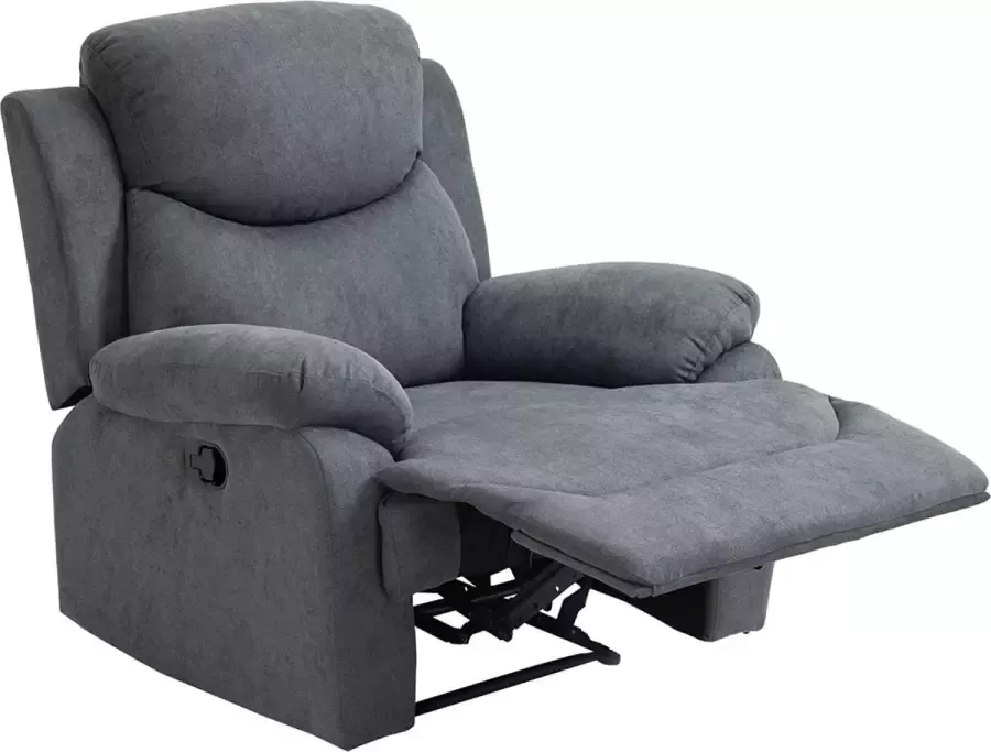 MARA Luxe Relaxstoel Ligfunctie Kantelbaar 150 ° TV Fauteuil Grijs Linnen ‎97 x 96 x 105 5 cm