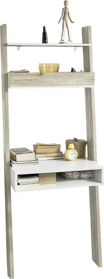 MARA Bureau Boekenplank Bureauwand Boekenrek Praktisch MDF Bruin Wit 40 x 65 x 176 cm