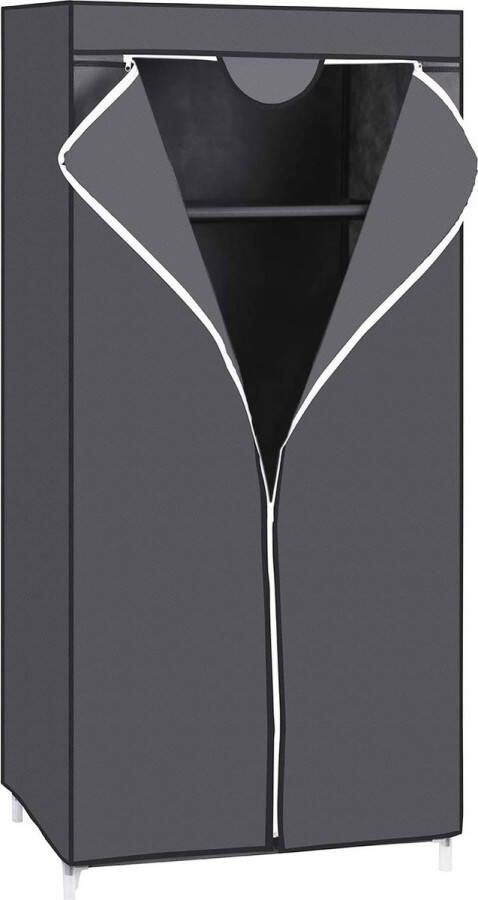 MARA Stoffen Garderobekast Opvouwbare Garderobe Kledingkast Kast Kledingkasten Opvouwbaar Grijs 75 x 45 x 160 cm