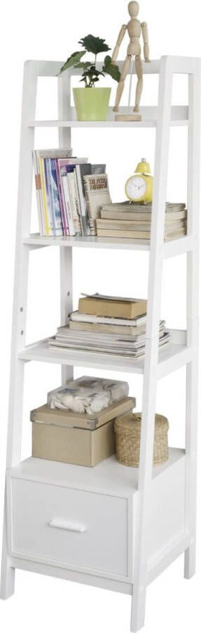 MARA Wandrek Boekenrek 4 Planken 1 Lade Wit MDF 160 x 44 x 40 cm - Foto 1