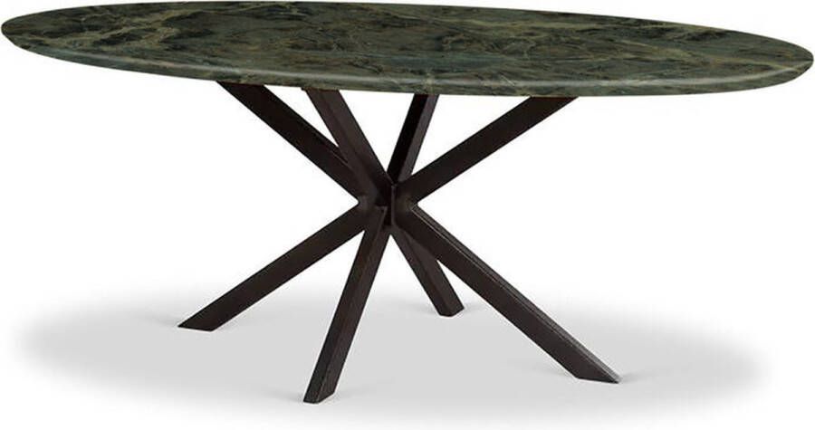 Marazzi Marmerlook Keramische Tafel Ovaal Verde Borgogna Onderstel Metaal 75cm hoog 160x90