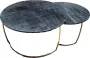 Marble Living Salontafel Set van 2 Zwart (Black) Marmer Look Ø75 Ø 60 Bijzettafel Tafel Rond Woonkamer Tafel Decoratie Tafel Salon Tafel Wandtafel Koffietafel Zwart Metalen Frame - Thumbnail 1