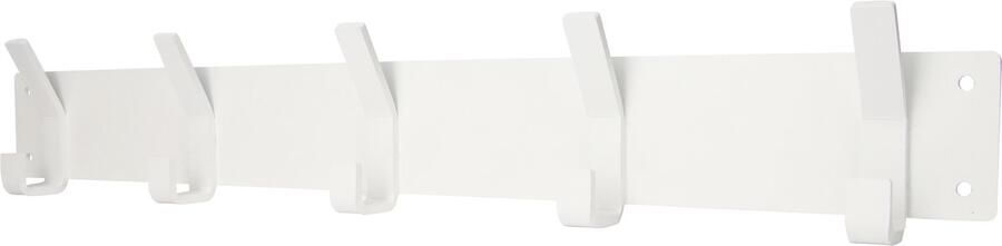 Marcellis Kapstok Wandkapstok met 5 haken + schroefset staal 70cm bij 12cm mat wit T1