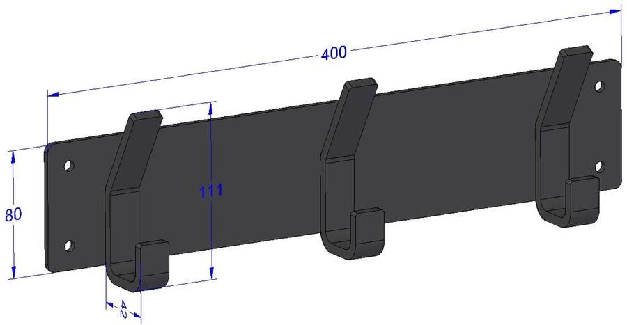 Marcellis Kapstok Wandkapstok met 3 haken + schroefset staal 40cm bij 12cm mat zwart T1 - Foto 2
