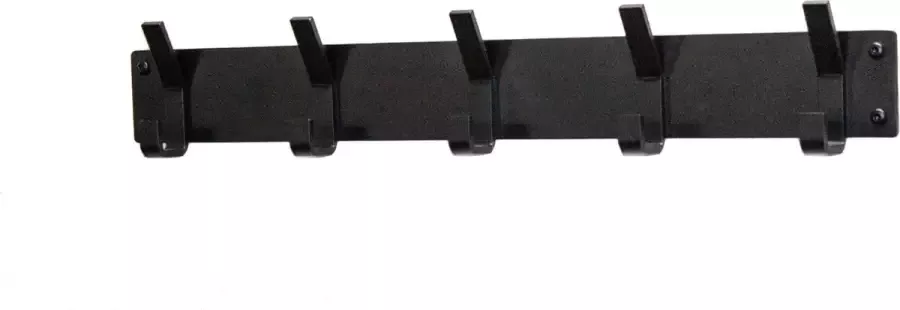 Marcellis Kapstok Wandkapstok met 5 haken + schroefset staal 70cm bij 12cm mat zwart T1