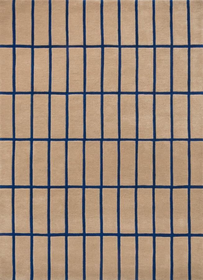 Marimekko Tiiliskivi Bright Blue 132908 Vloerkleed 250 x 350 cm Beige Rectangular Wool Dining room Living room Geometric Retro Modern