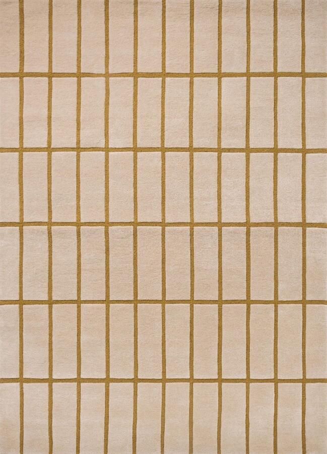 Marimekko Tiiliskivi Bronze Yellow 132906 Vloerkleed 250 x 350 cm Beige Rectangular Wool Dining room Living room Geometric Retro Modern