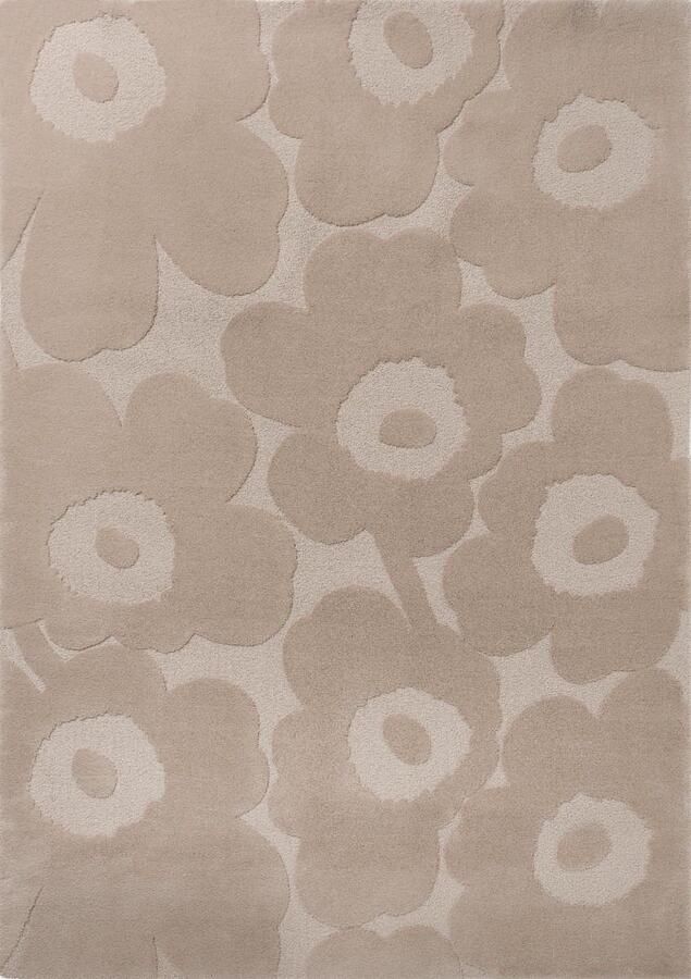 Marimekko Unikko Light Beige 132201 Vloerkleed 250 x 350 cm Beige Rectangular Wol Woonkamer Bloemen Shaggy Hoogpolig Boho Landelijk Modern