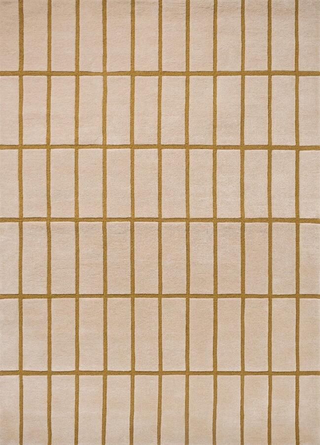 Marimekko Tiiliskivi Bronze Yellow 132906 Vloerkleed 200 x 280 cm Beige Rectangular Wool Dining room Living room Geometric Retro Modern