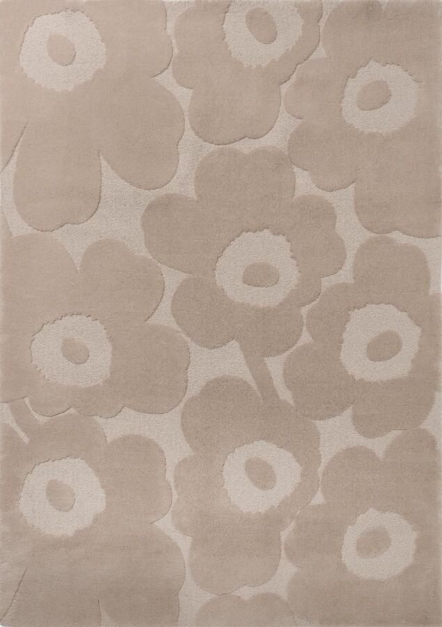 Marimekko Unikko Light Beige 132201 Vloerkleed 140 x 200 cm Beige Rectangular Wol Woonkamer Bloemen Shaggy Hoogpolig Boho Landelijk Modern