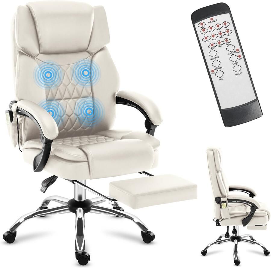 Mark Adler Boss 6.0 Ergonomische Bureaustoel met Massage Luxe Directiestoel Comfortabele Kantoorstoel Beige