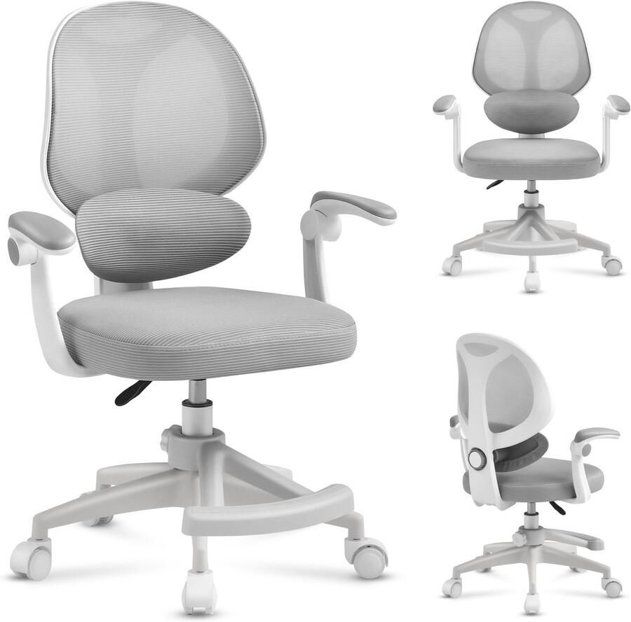 Mark Adler Junior 4.5 Grey Ergonomische Kinderstoel met Verstelbare Rugsteun en Kogelwielen