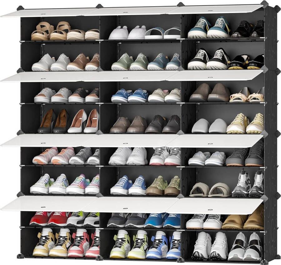 Mark loos Schoenenkast Schoenenrek Kunststof Rechthoekig Schappensysteem Doe-Het-Zelf Insteekbare Schappen Opbergrek Garderobe Voor Hal Woonkamer Metalen Frame 3 * 8