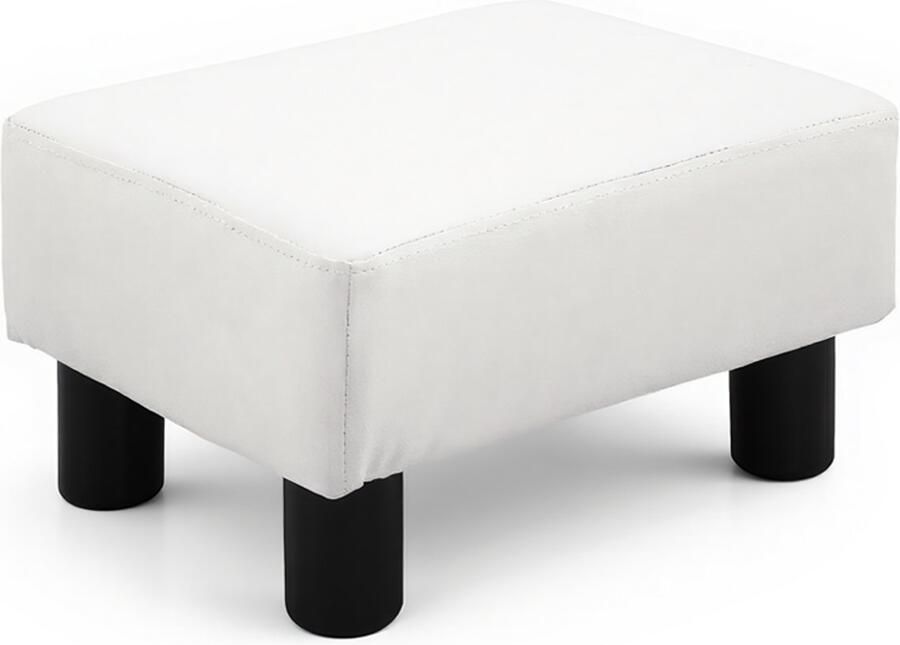 Markenlos voetbankje-voetenbankje of poef-wit opgevuld houten frame – footstool met hoogdichte schuimkern ideaal als foot rest voor sofa of step stool for bed geschikt voor woonkamer en slaapkamer