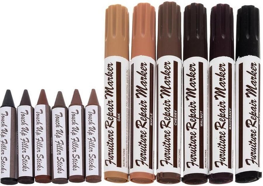 Marker Set Meubel markers en wax krijtjes Eiken zwart kersen mahonie esdoorn en walnoot Meubelstift Meubel reparatie stiften 12 stuks