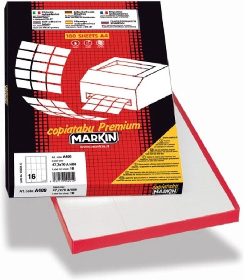 Markin 210C575 etiket Rechthoek Permanent Wit 1600 stuk(s)