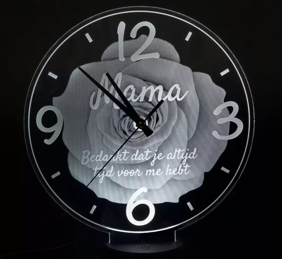 MarkYourGifts Acryl Klok LED Lamp Mama bedankt