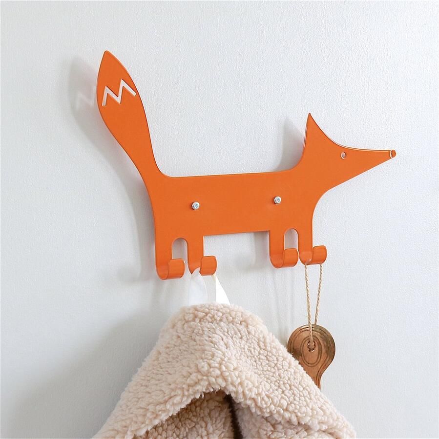 Marnelly Metalen Kinderkapstok Vos Oranje Bos