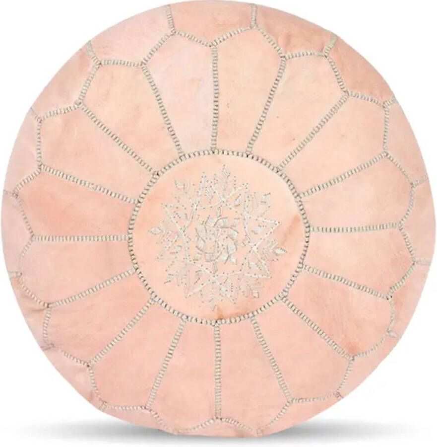 Marocstore.nl Marokkaanse Natuurlijk Leren Poef Natural Gevuld geleverd