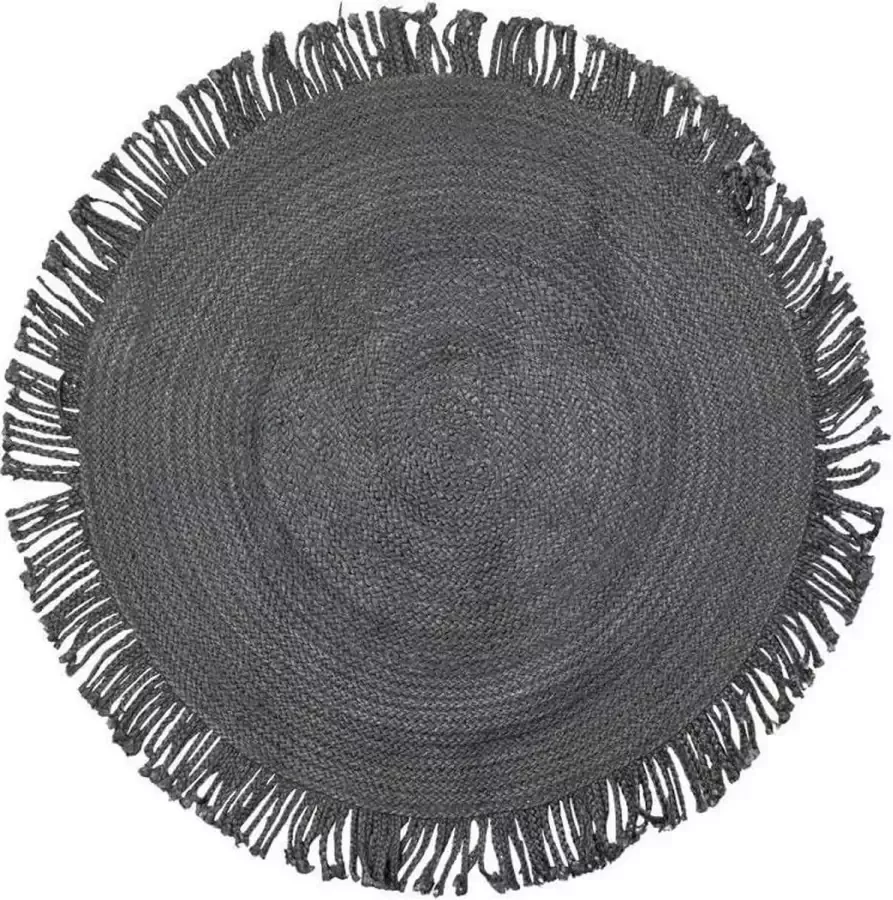 Mars & More jute vloerkleed zwart franjes ÃƒËœ120cm