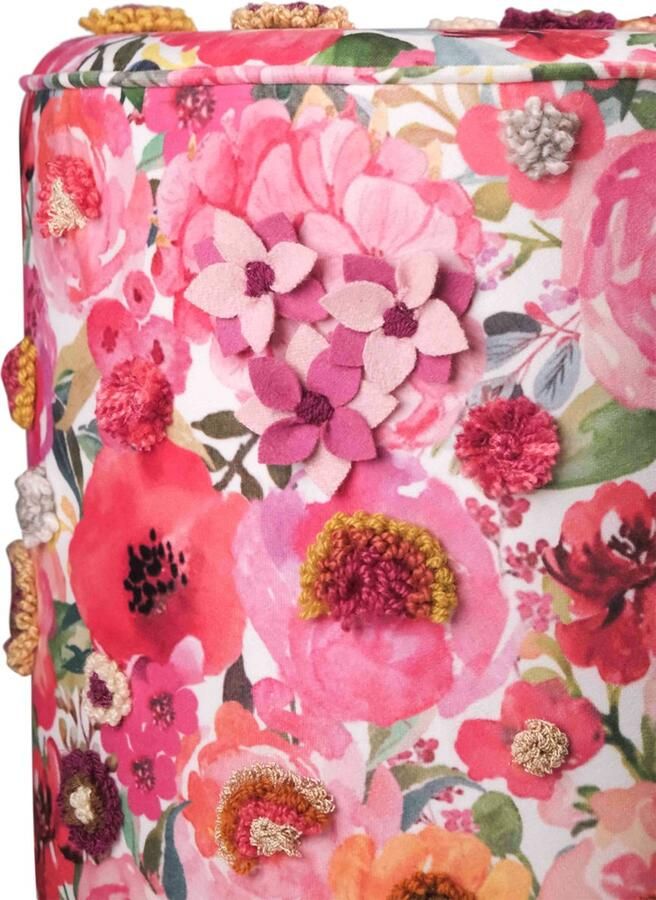 Mars & More handgemaakte poef fleury klaproos 40x40x45cm