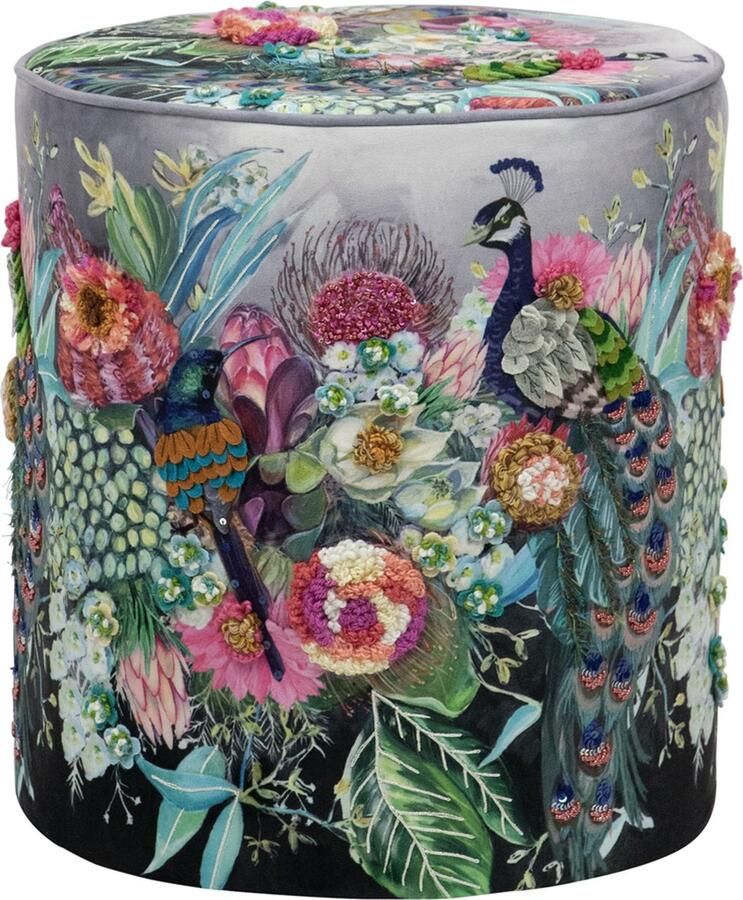 Mars & More handgemaakte poef fleury pauw 40x40x45cm