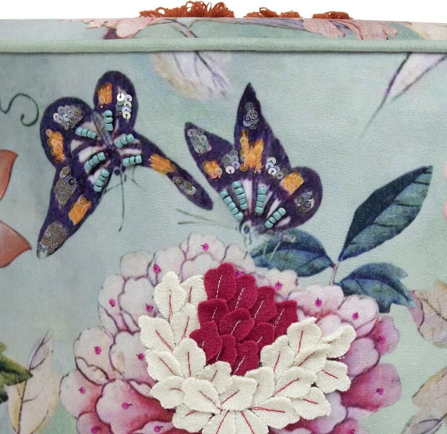 Mars & More handgemaakte poef fleury vlinder 40x40x45cm