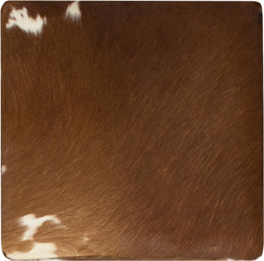 Mars & More Poef Koeienhuid Bruin Leer 30x30x45cm